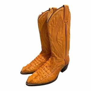 RUDEL Men’s Leather Cowboy Boots Croc Embossed Western Pull On US 10.5